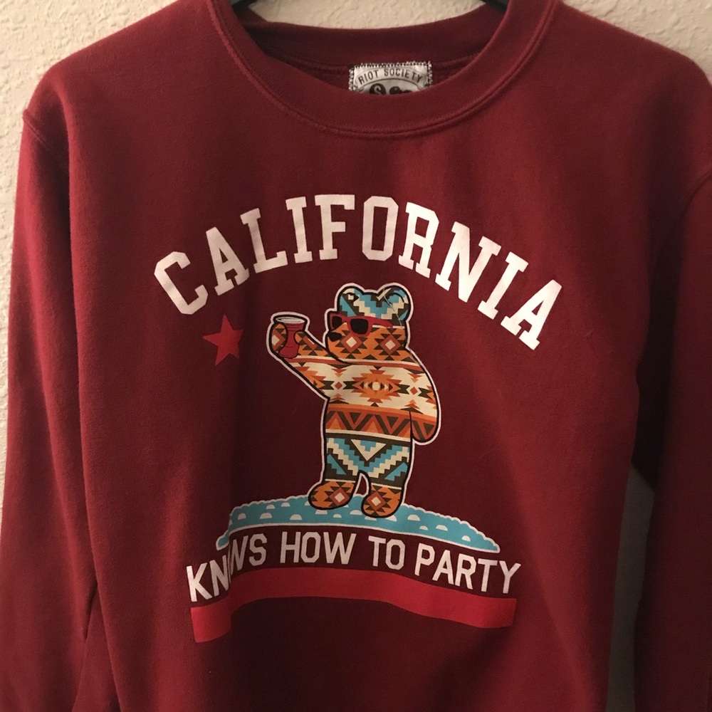 California Knows How To Party Maroon Sweatshirt